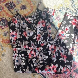 Express//Floral Surplice Jumpsuit